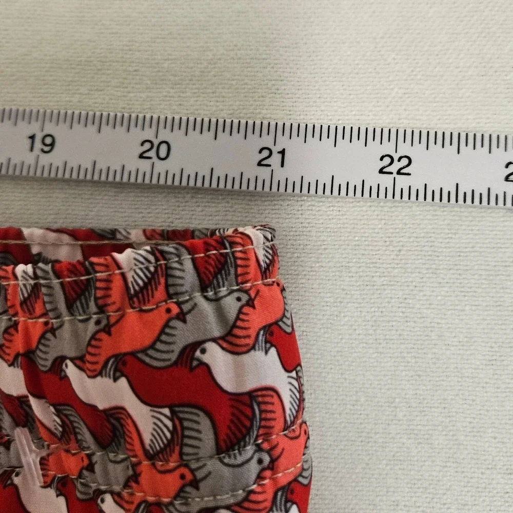 Mr. Swim Trunks Mens XXL Red Grey Bird Print Drawstring Mesh Lined 6
